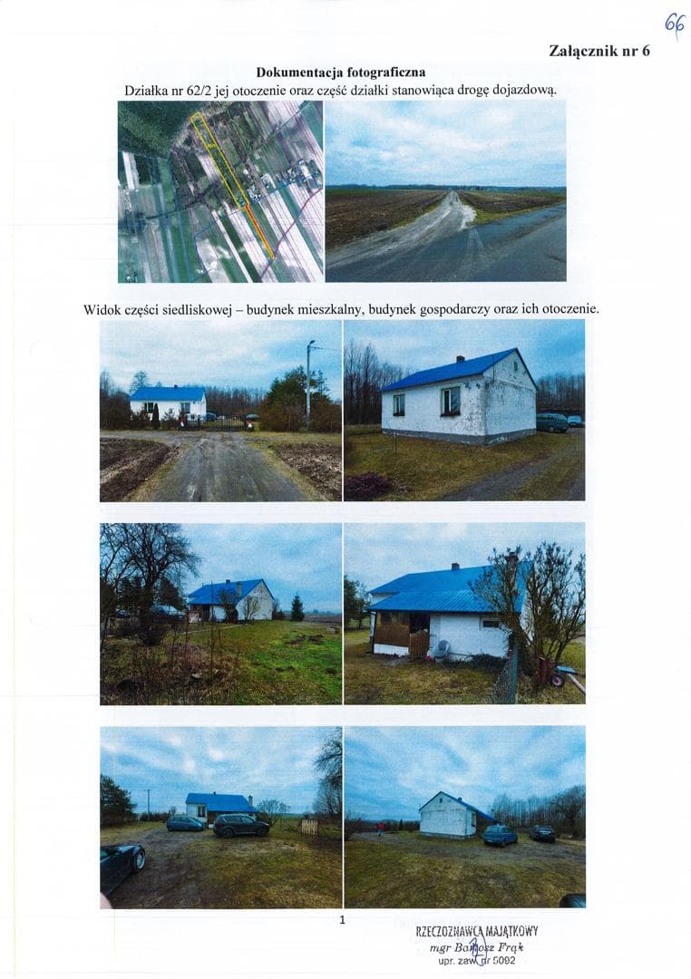 działka gruntowa nr 62/2 o pow. 2,05 ha częściowo zabudowana