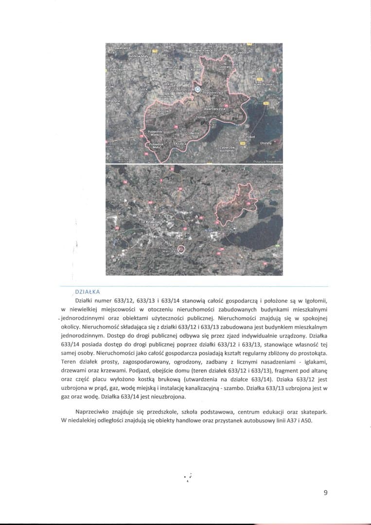 nieruchomość gruntowa zabudowana działki nr 633/12 i 633/13- KR1H/00015837/1 i działka nr 633/14 - KR1H/00015891/7