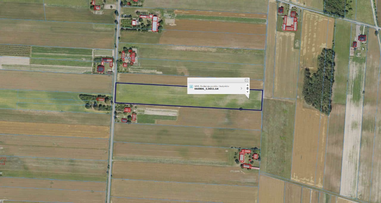 Działka nr 64 położona w obrębie ewidencyjnym Poizdów w gminie Kock, województwo lubelskie