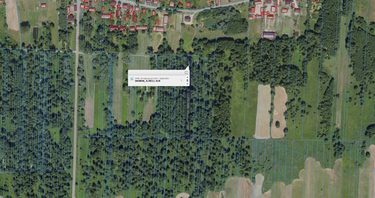 Działka nr 418 położona w obrębie ewidencyjnym Poizdów w gminie Kock, województwo lubelskie