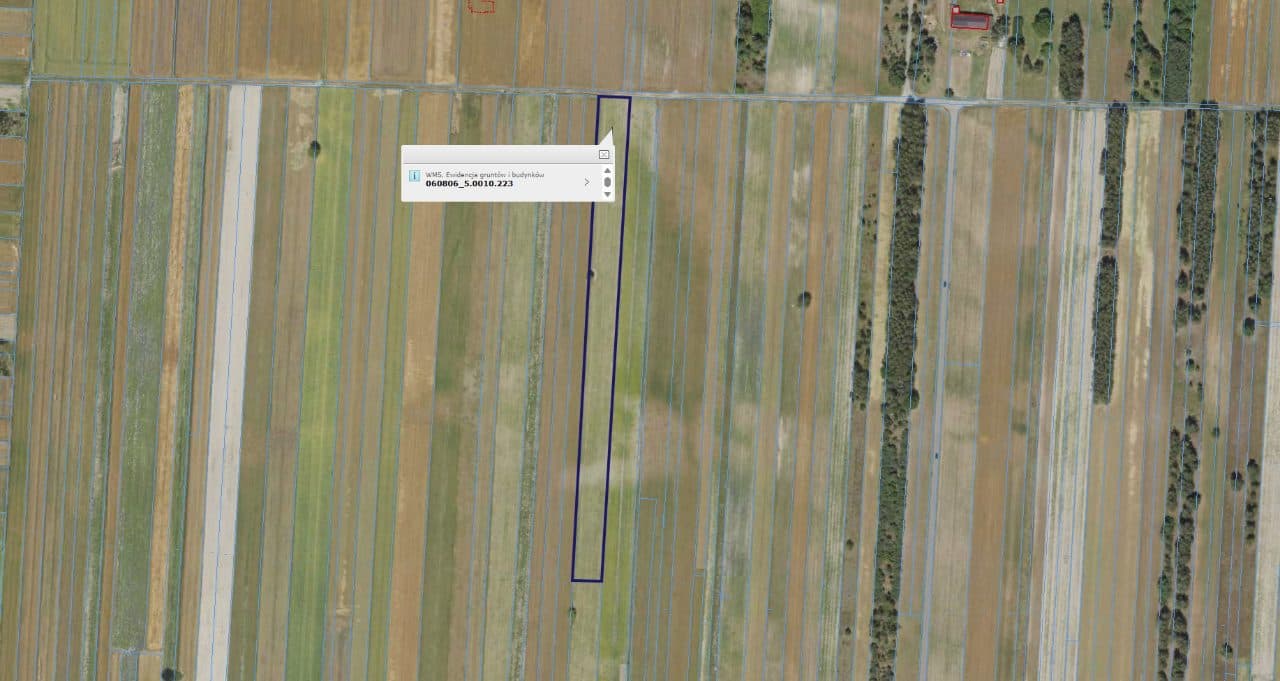 Działka nr 223 położona w obrębie ewidencyjnym Poizdów Kolonia w gminie Kock, województwo lubelskie
