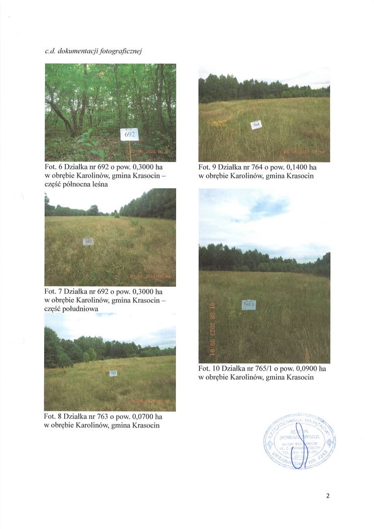 Działka ewidencyjna nr 763 o powierzchni 0,0700 HA położona Karolinów gmina Krasocin