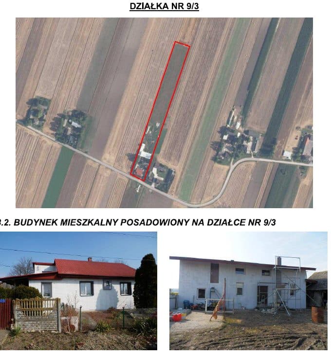 KW KR1M/00038118/7 - działki nr 9/3 oraz 38/2 położone w msc Zagorzany, gm. Słaboszów powiat miechowski, opisane jako rola z budynkami, o pow. 2,5944 ha – zdjęcie 6 z 6