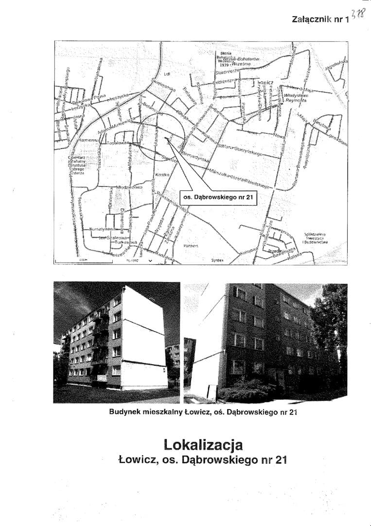 lokal mieszkalny o pow. 47,65 m2 położony w Łowiczu os. Dąbrowskiego 21/12 dla której Sąd Rejonowy w Łowiczu prowadzi księgę wieczystą LD1O/00034621/2 – zdjęcie 2 z 4